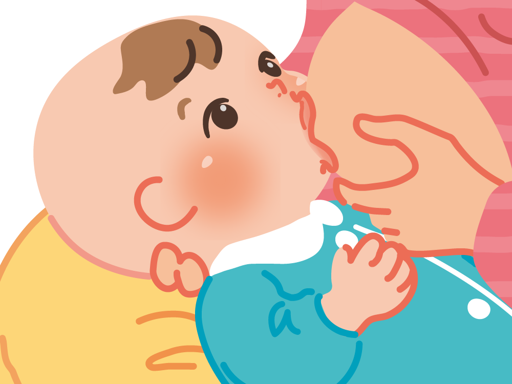 赤ちゃんが飲みやすい抱き方の授乳の様子