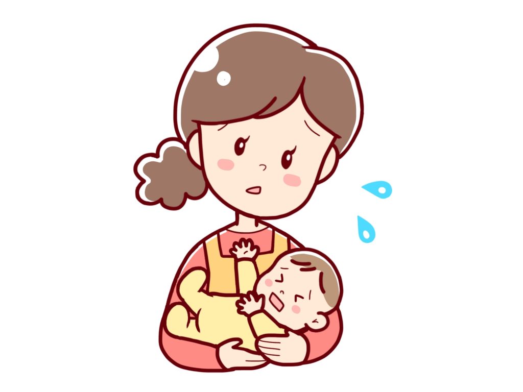 泣く赤ちゃんに困っているママさん