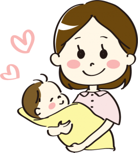 赤ちゃんを抱っこする幸せそうなママ